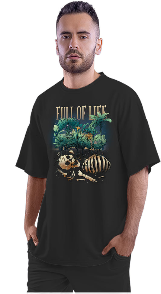 Full Of Life Skeleton - Funny Oversized Unisex T-shirt