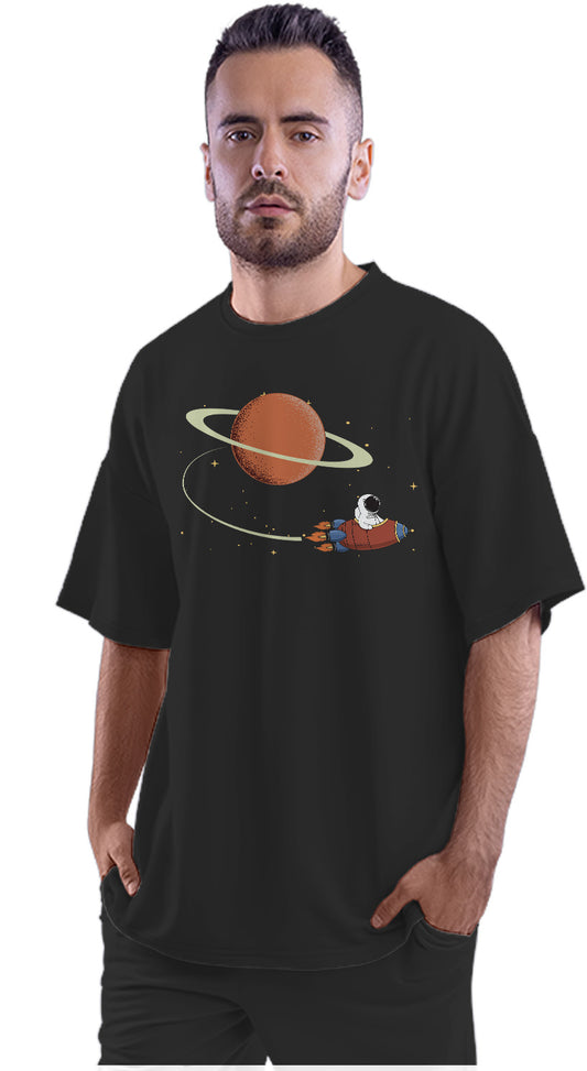 Astronaut Exiting Saturn Oversized Unisex T-shirt