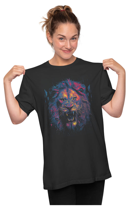 Colorful Lion Artwork Oversized Unisex T-shirt