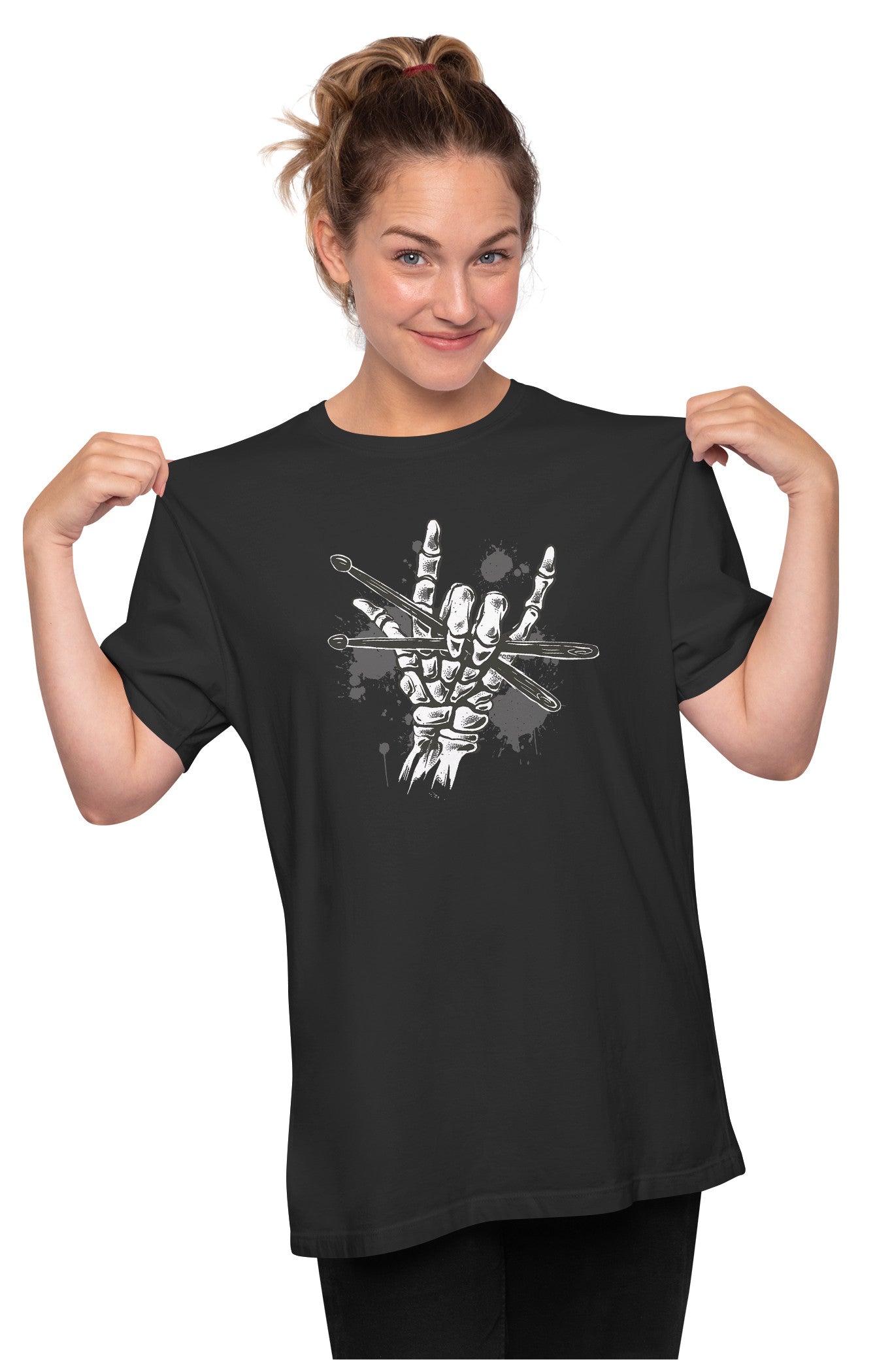 Drummer Skeleton Hands - Drumsticks Oversized Unisex T-shirt
