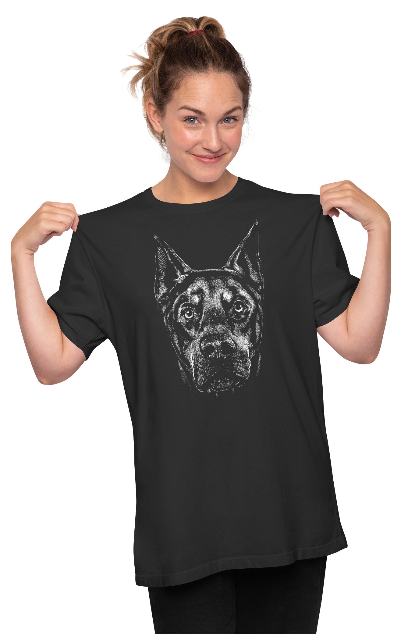 Realistic Doberman Illustration Oversized Unisex T-shirt