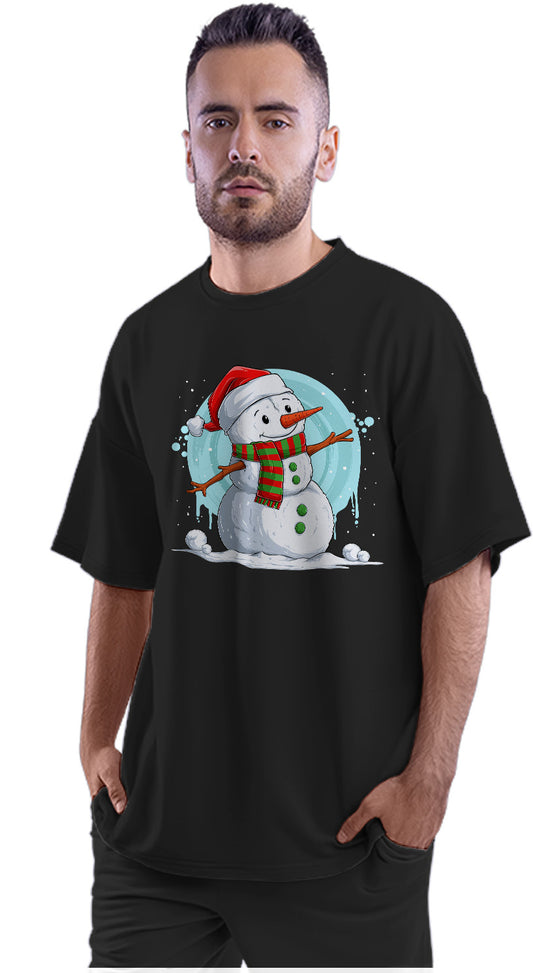 Happy Christmas Snowman Oversized Unisex T-shirt