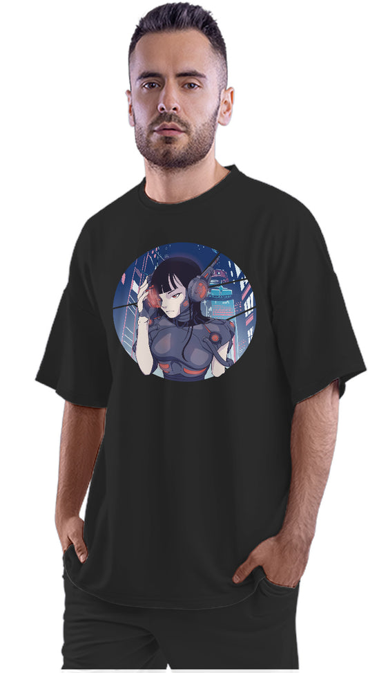 Cyberpunk Anime Girl Oversized Unisex T-shirt