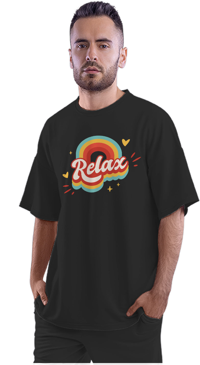 Relax - Retro Rainbow Oversized Unisex T-shirt
