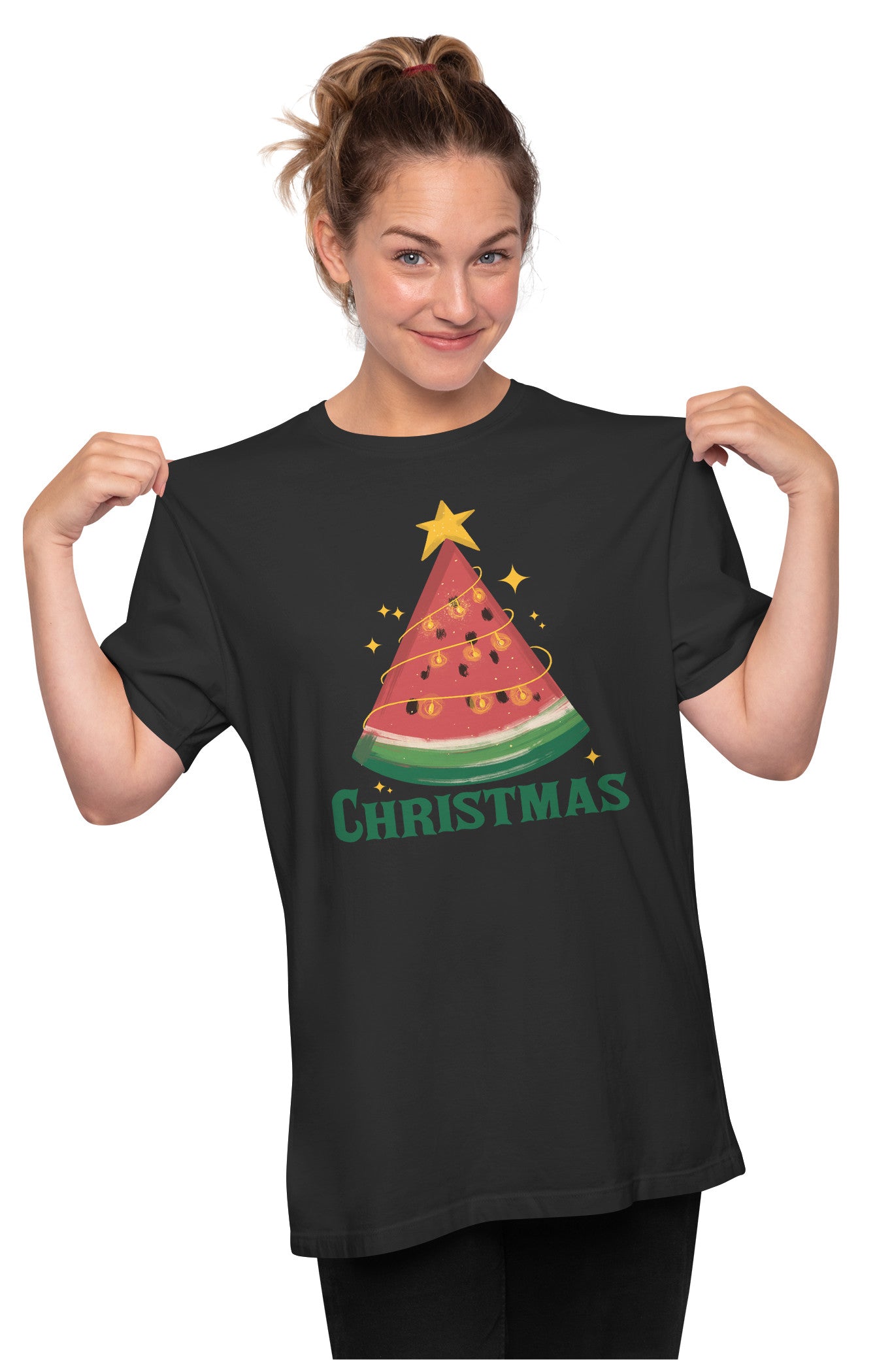 Watermelon Christmas Tree Oversized Unisex T-shirt