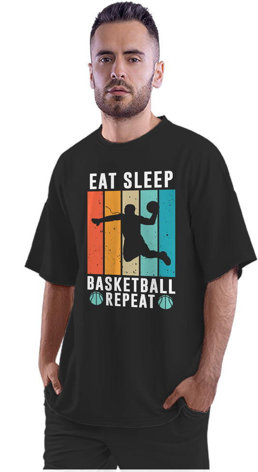 Eat Sleep Basketball Repeat Oversized Unisex T-shirt