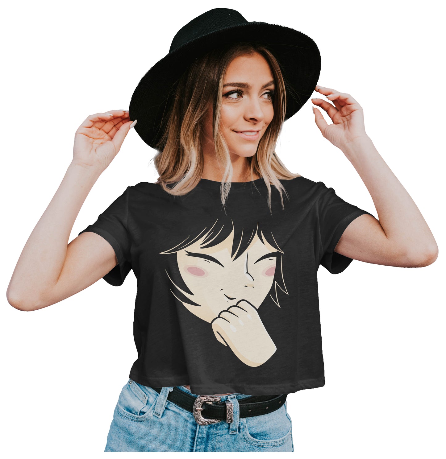 Anime Girl Laughing Crop Top