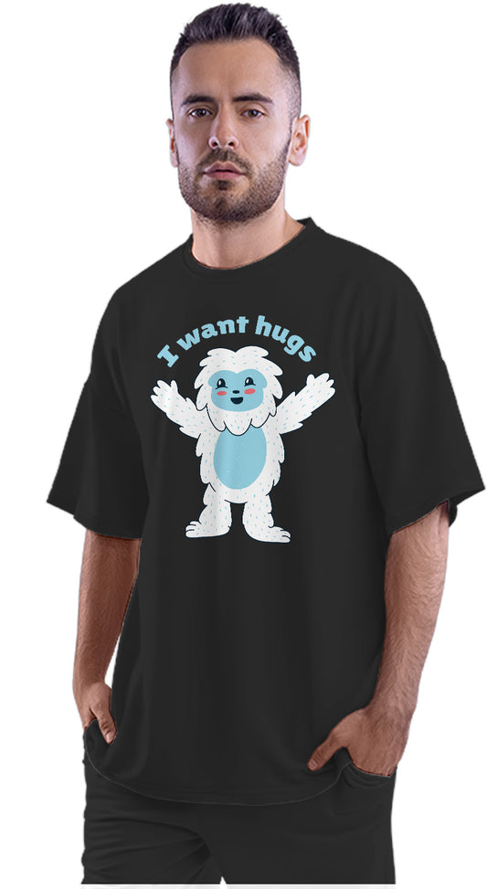 I Want Hugs Cute Sasquatch Oversized Unisex T-shirt