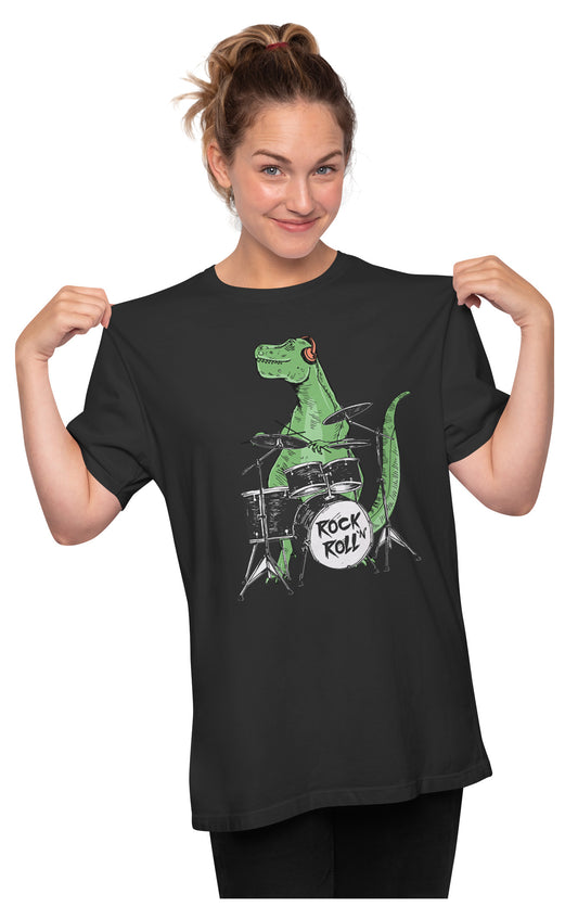 Rock & Roll Drummer T-Rex Oversized Unisex T-shirt