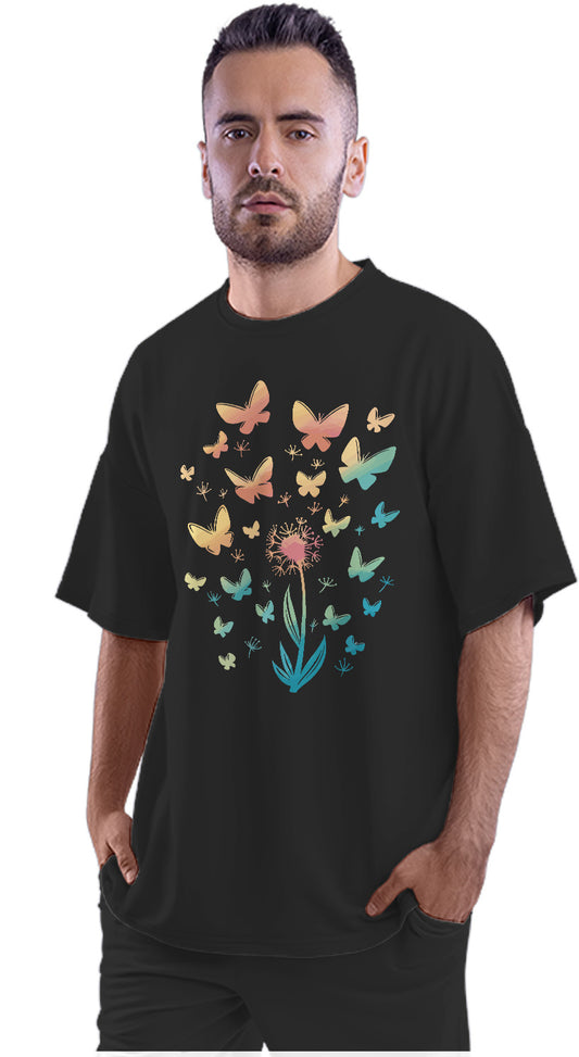 Dandelion Flower & Butterflies Oversized Unisex T-shirt
