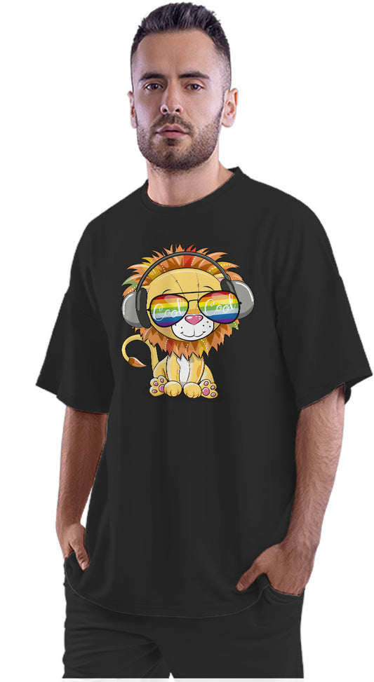Cool Lion Wearing Sunglasses Oversized Unisex T-shirts