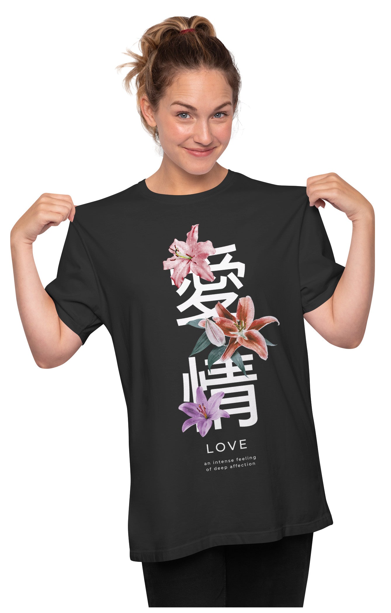Love Floral Japanese Quote Oversized Unisex T-shirt