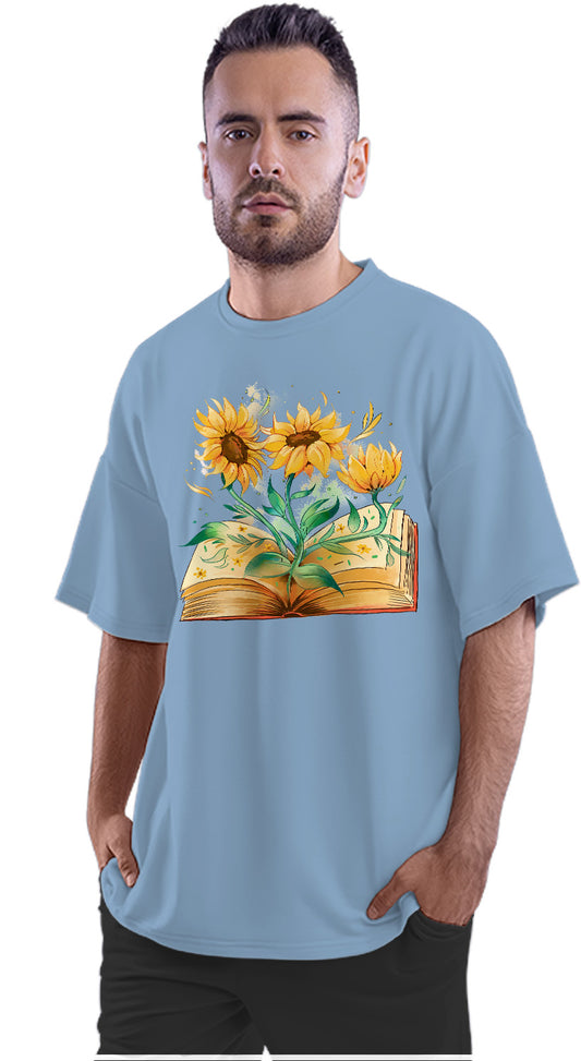 Sunflowers Growing Out Of Book Oversized Unisex T-shirt