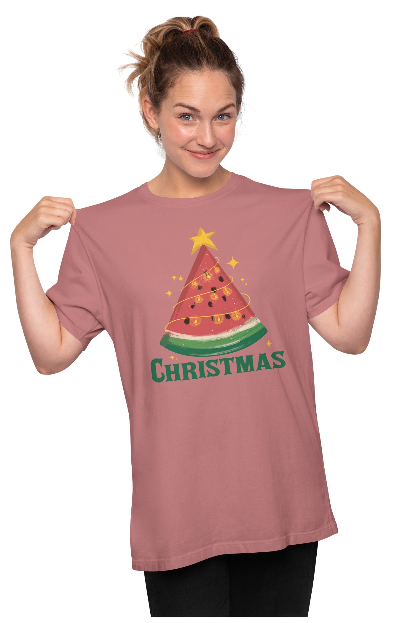 Watermelon Christmas Tree Oversized Unisex T-shirt