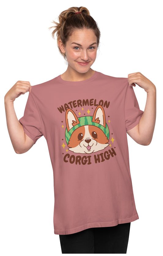 Watermelon Corgi High Oversized Unisex T-shirt