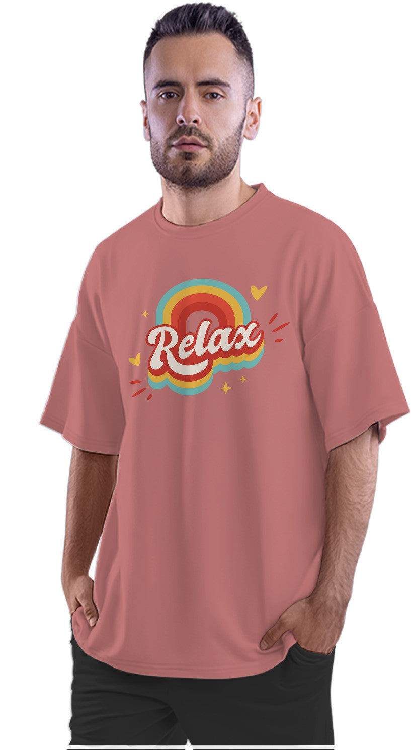 Relax - Retro Rainbow Oversized Unisex T-shirt