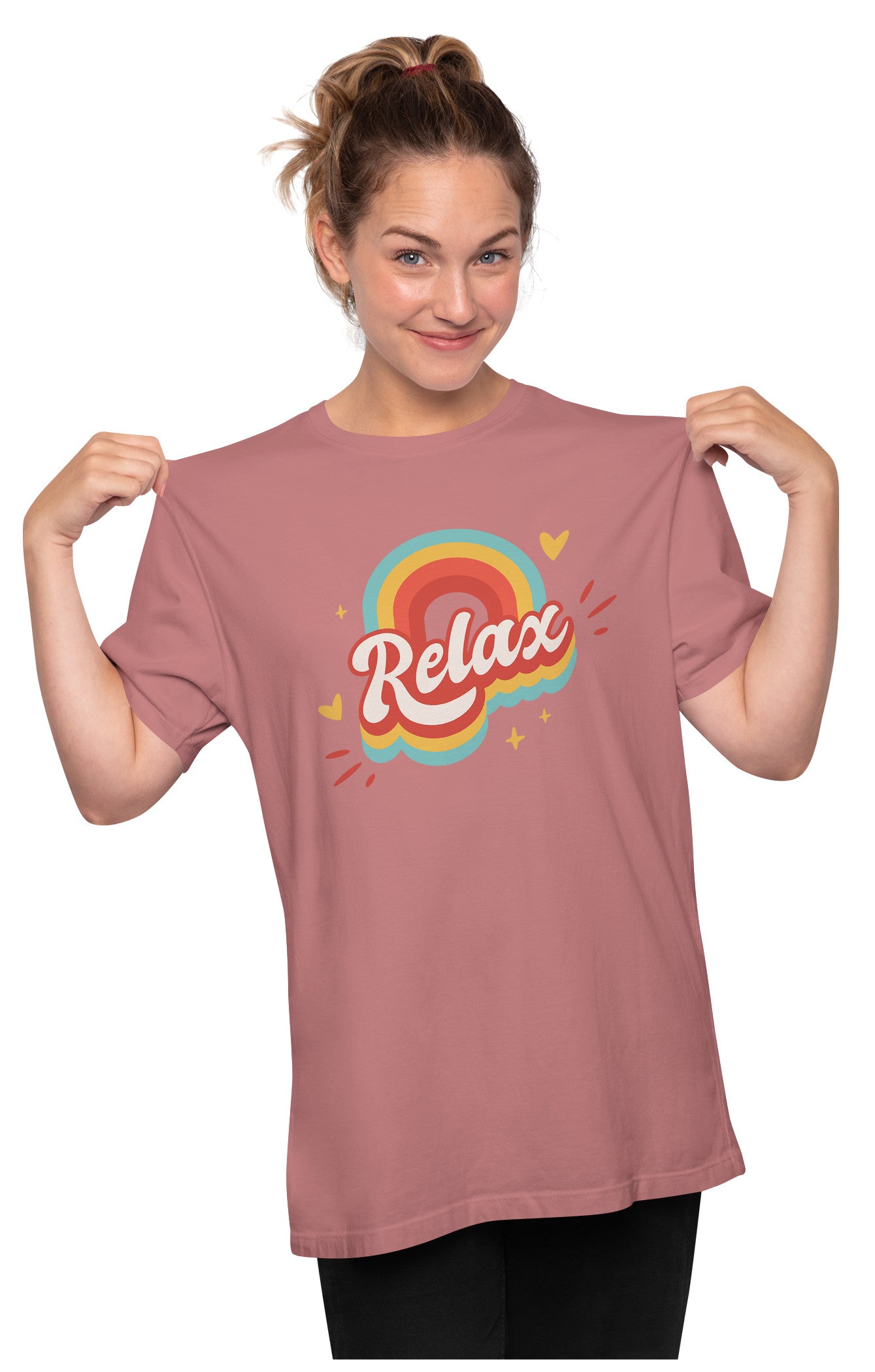 Relax - Retro Rainbow Oversized Unisex T-shirt