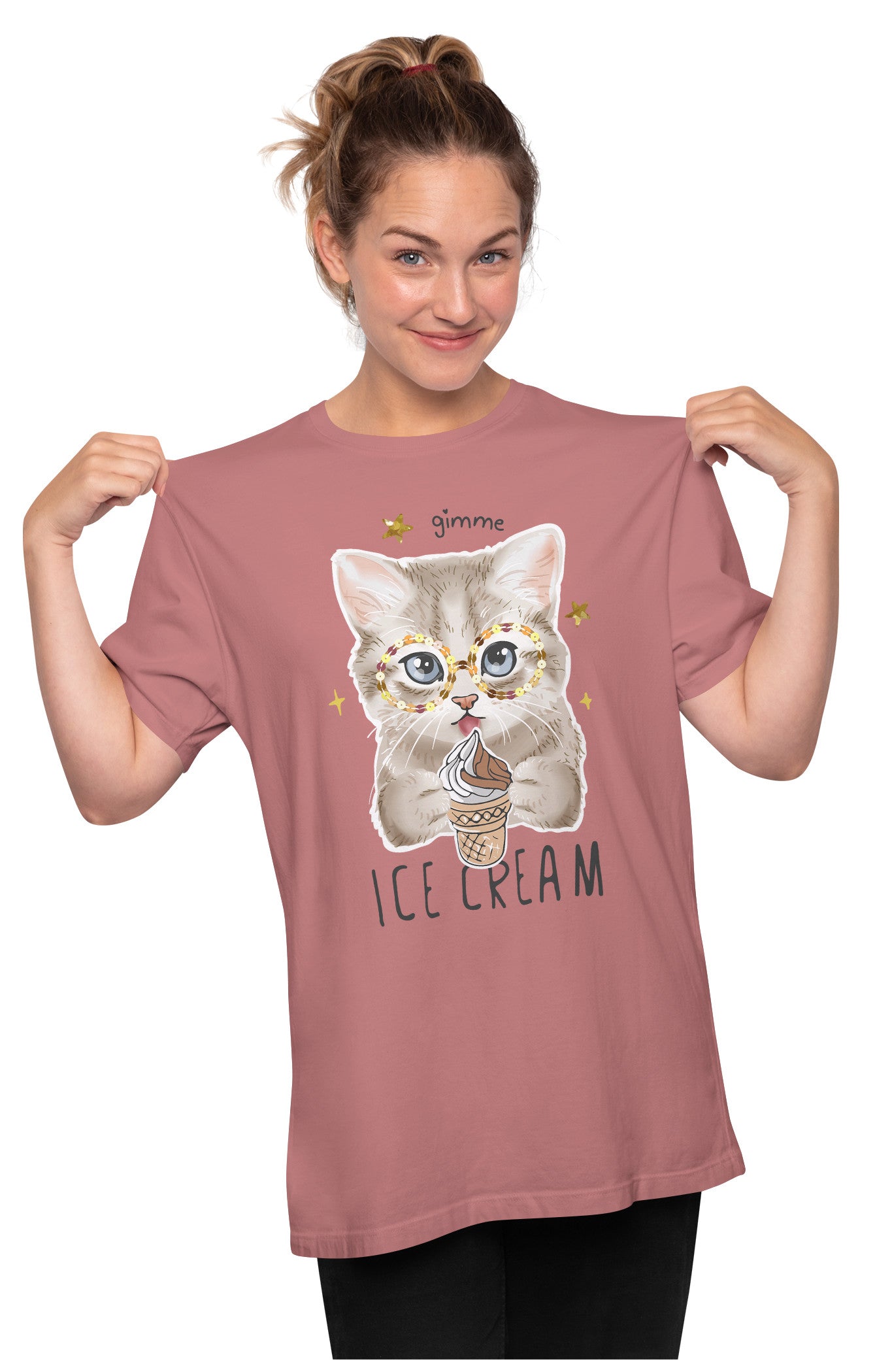 Gimme Ice Cream - Cute Cat Oversized Unisex T-shirt