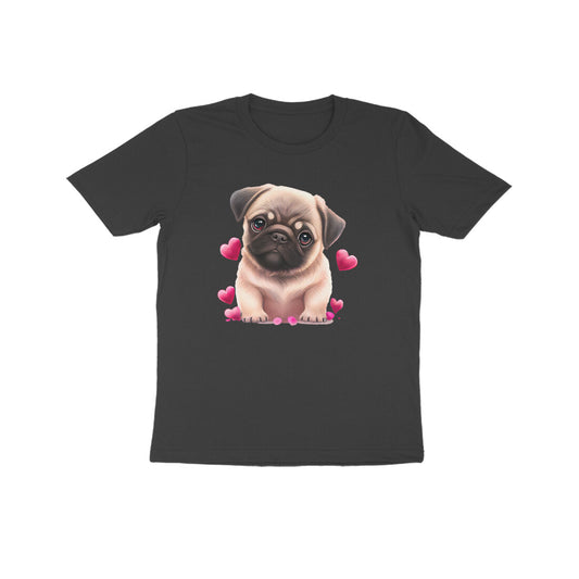 Cute Pug With Hearts Kids