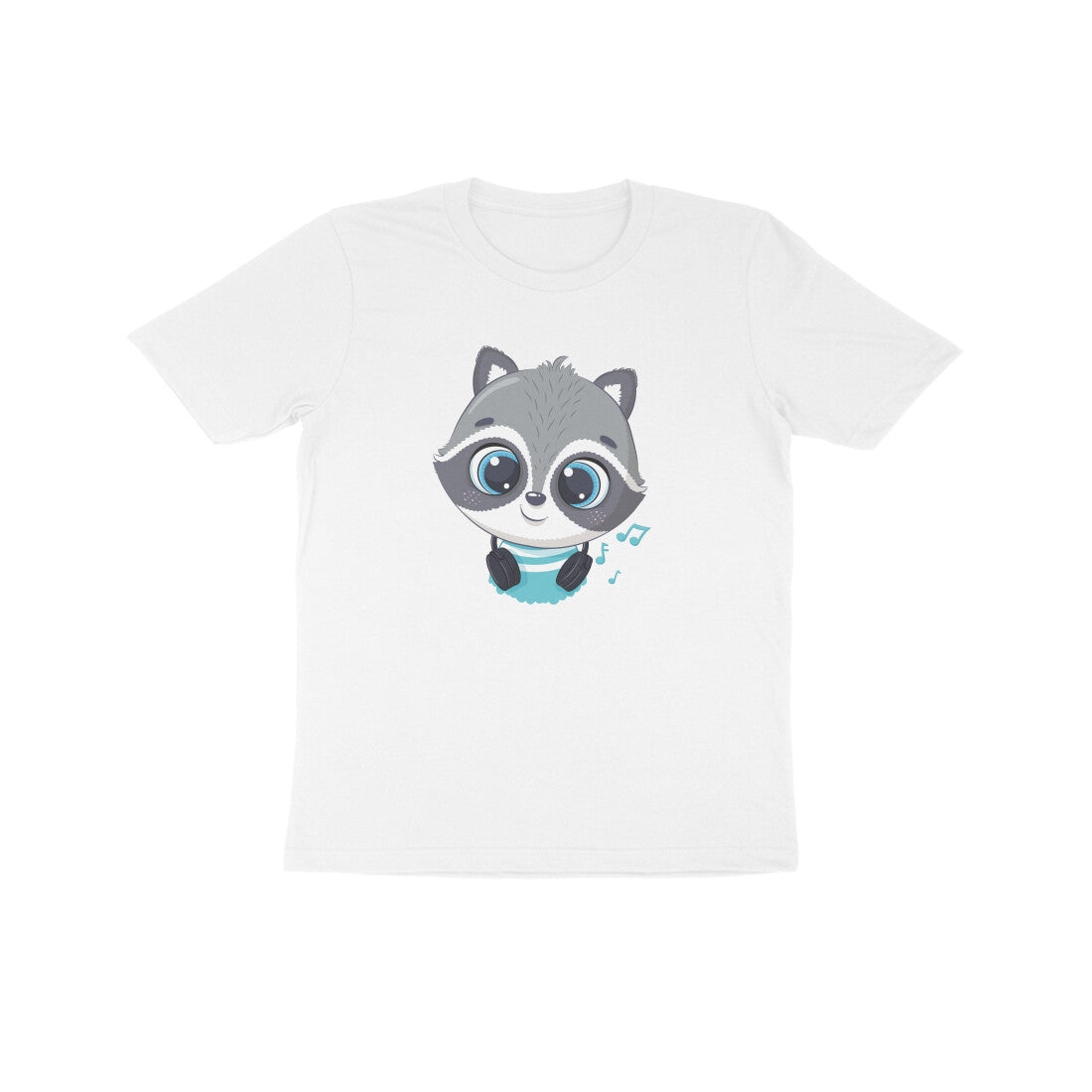 Cute Raccoon With Headphones Kids T-Shirt