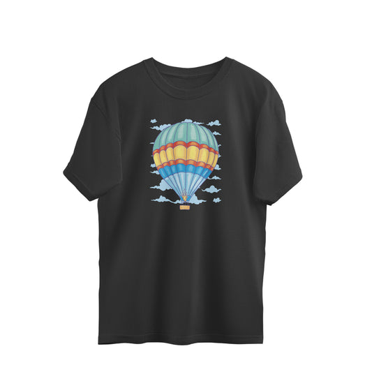 Hot Air Balloon Flying Oversized Unisex T-shirt