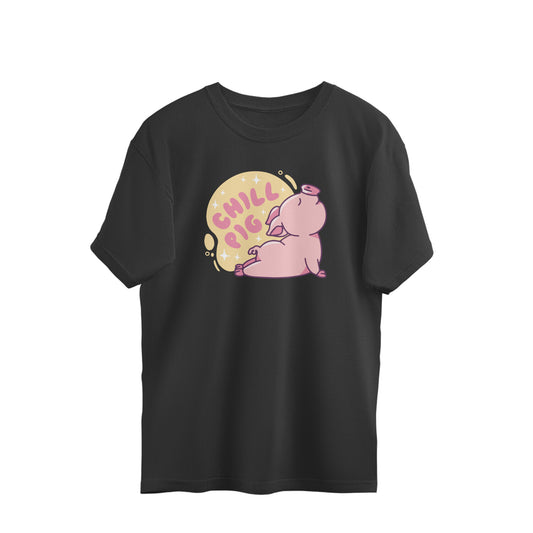 Chill Pig Doing Yoga Pose Oversized Unisex T-shirt