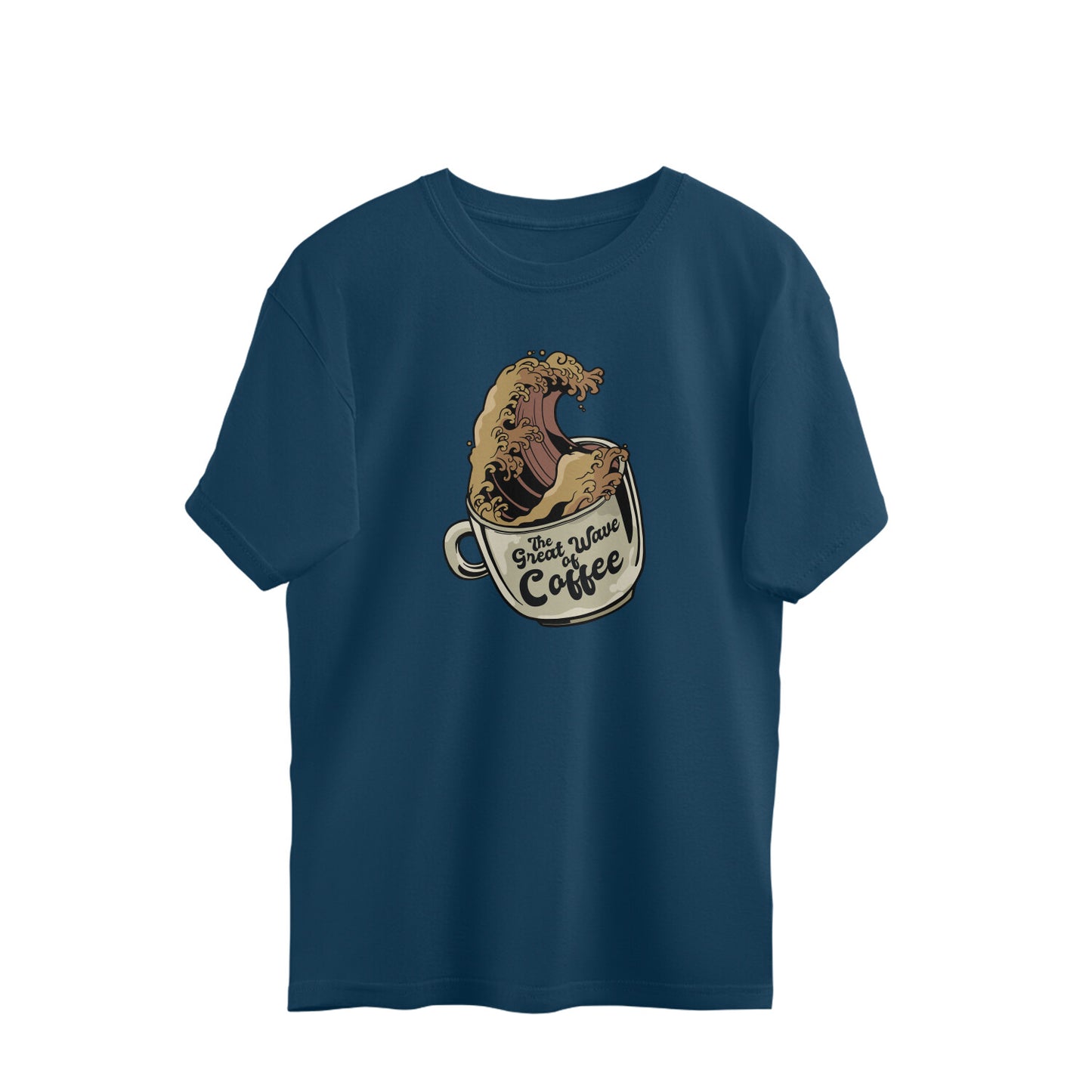Great Wave Coffee Cup Oversized Unisex T-shirt