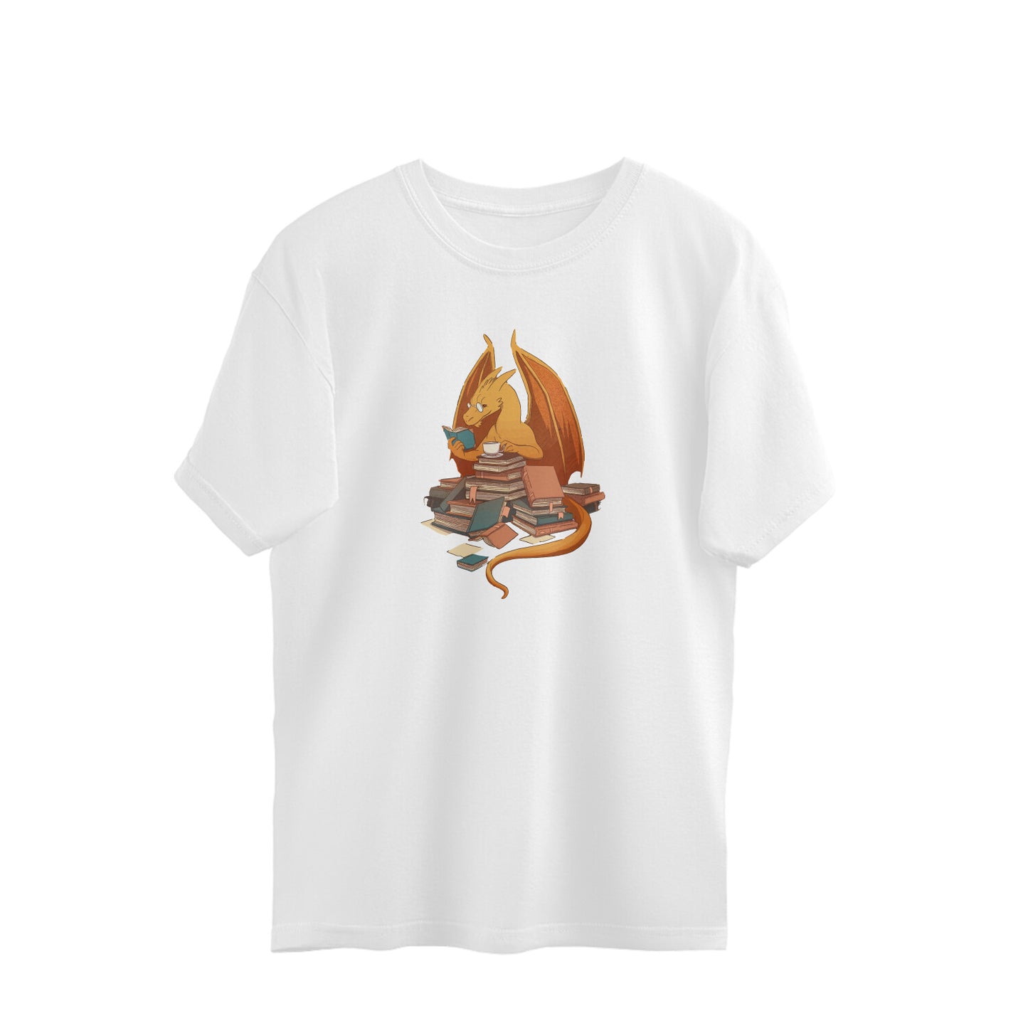 The Librarian's Horde - Dragon & Books Oversized Unisex T-shirt