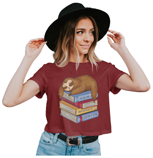 A Sloth That Loves To Read Crop Top