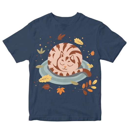 Cozy Sleeping Cat - Autumn Leaves Kids