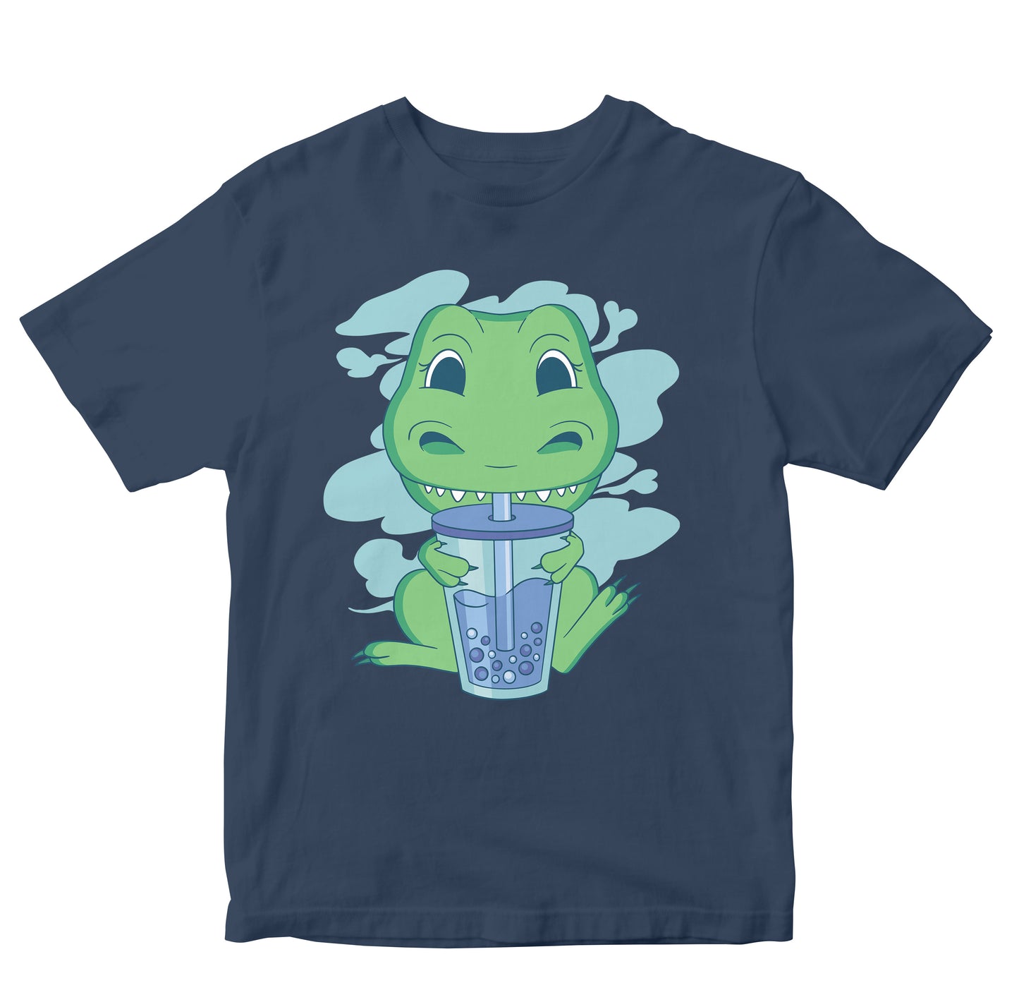 Cute T-Rex Drinking Bubble or Boba Tea Toddler