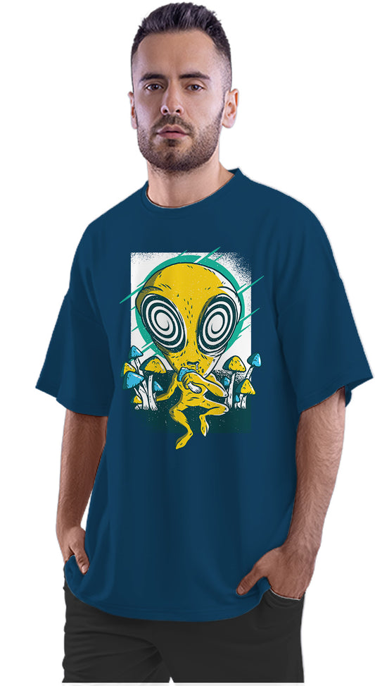 Alien Psychonaut With Psychedelic Mushrooms Oversized Unisex T-shirt