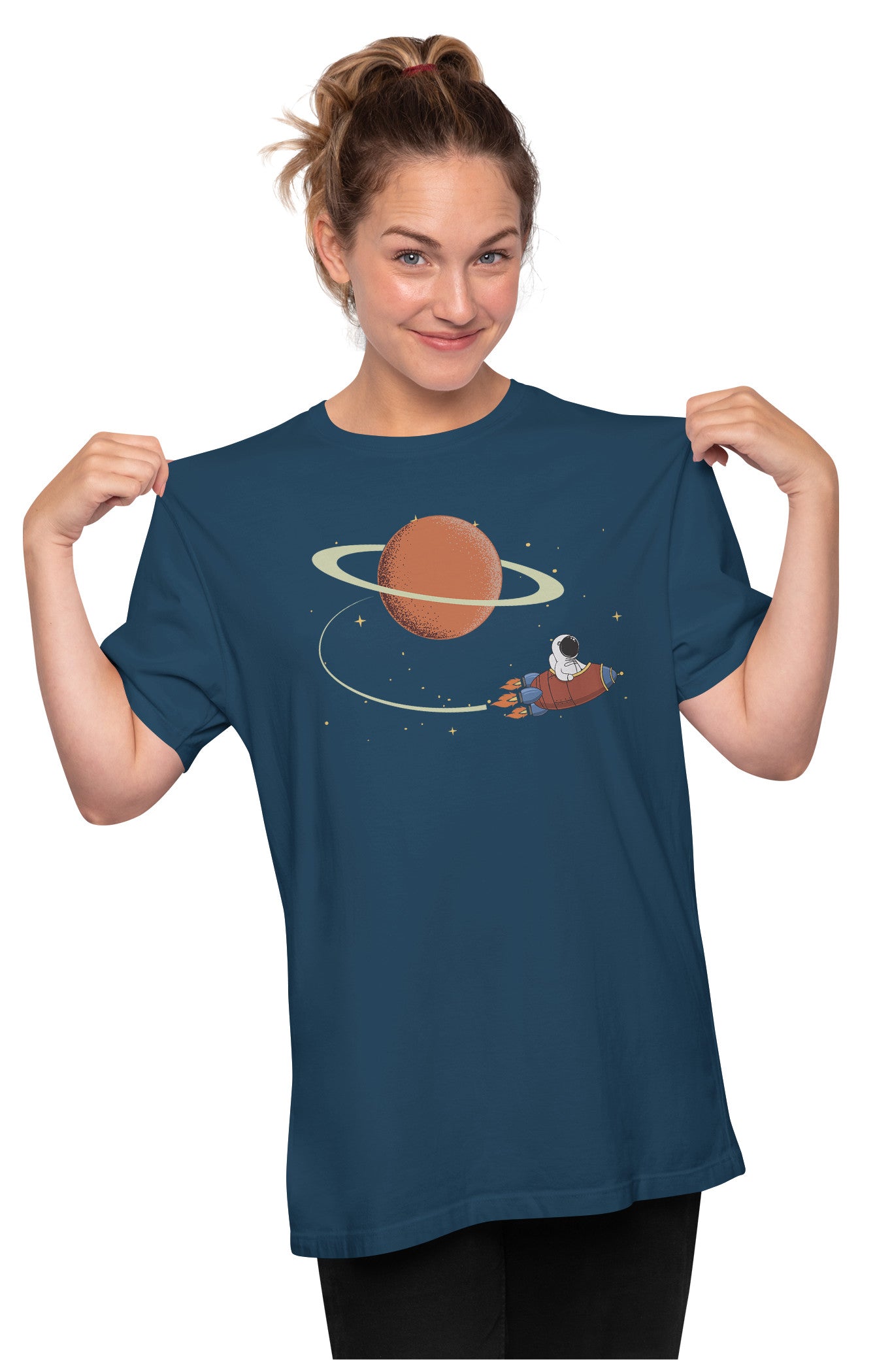 Astronaut Exiting Saturn Oversized Unisex T-shirt