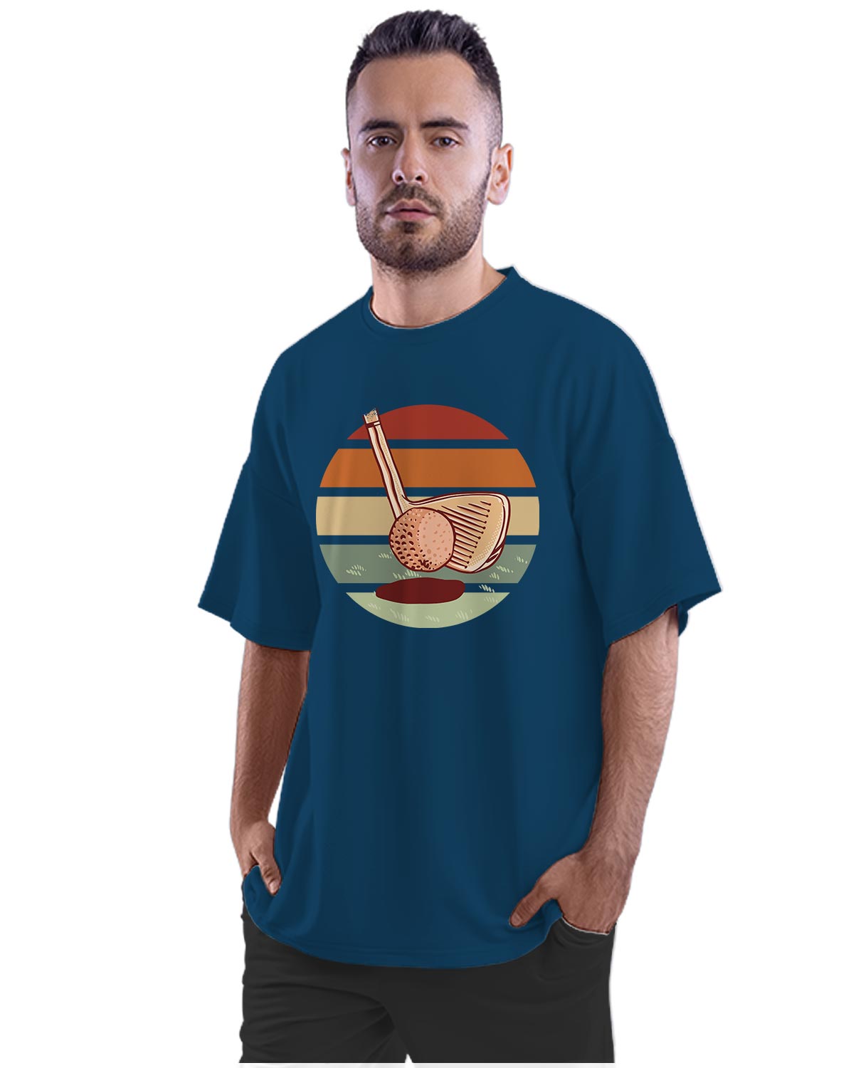 Retro Sunset Golf Oversized Unisex T-shirt
