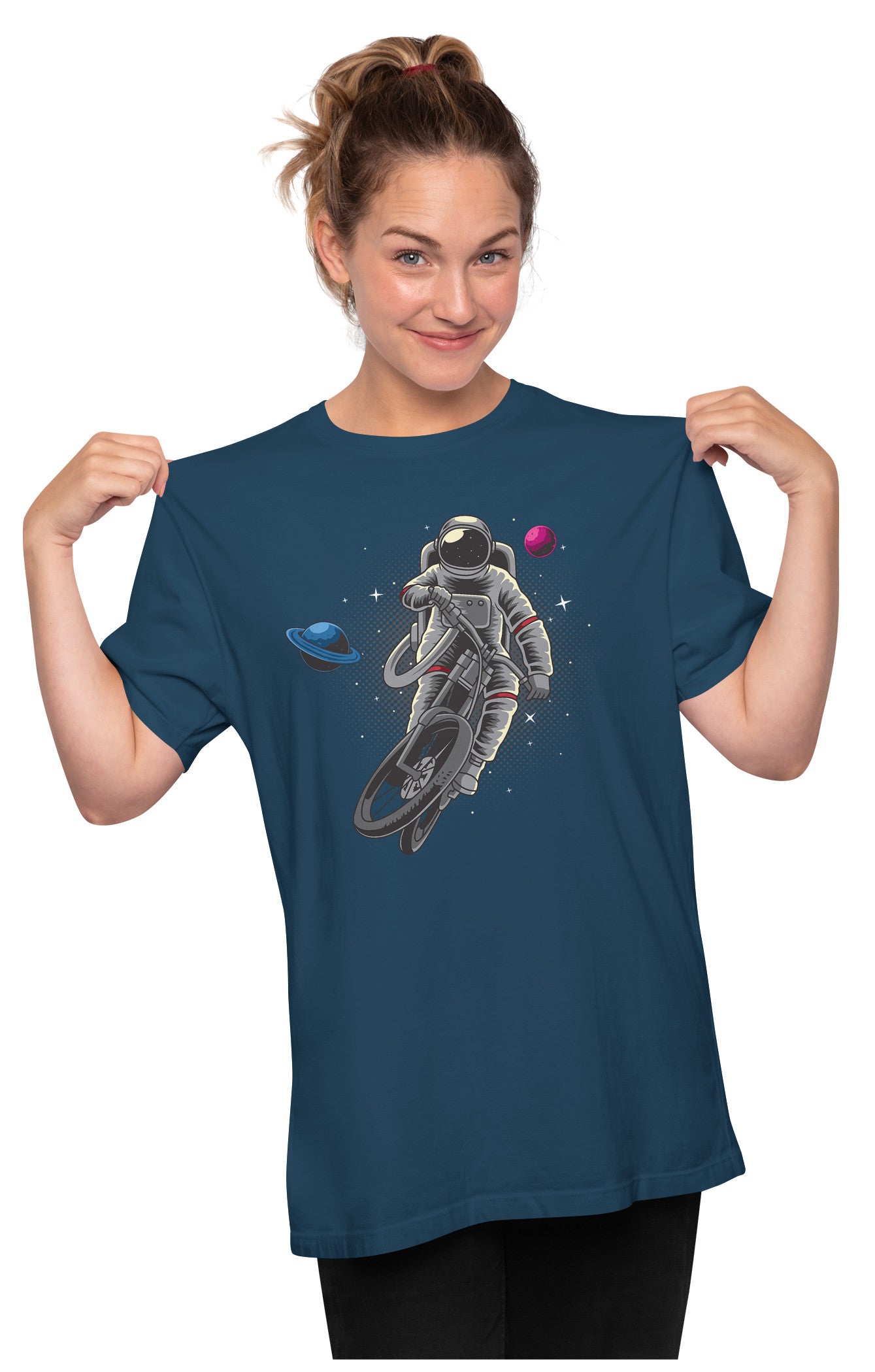 Astronaut Bicycling In Space Oversized Unisex T-shirt