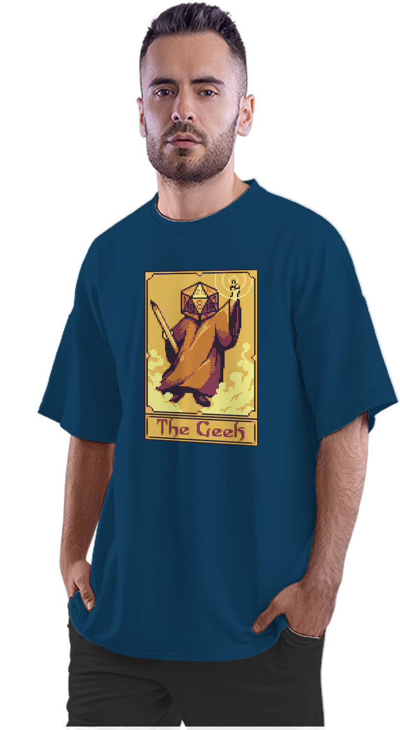 The Geek - Pixel Tarot Card Oversized Unisex T-shirt