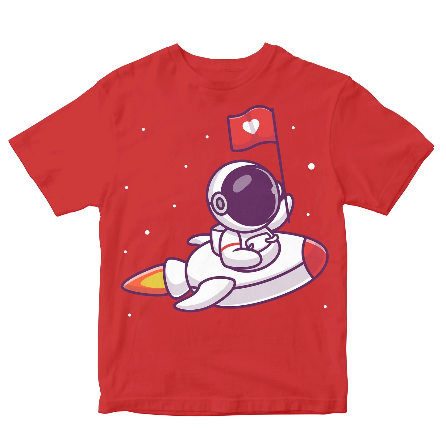 Cute Astronaut With Heart Flag Kids