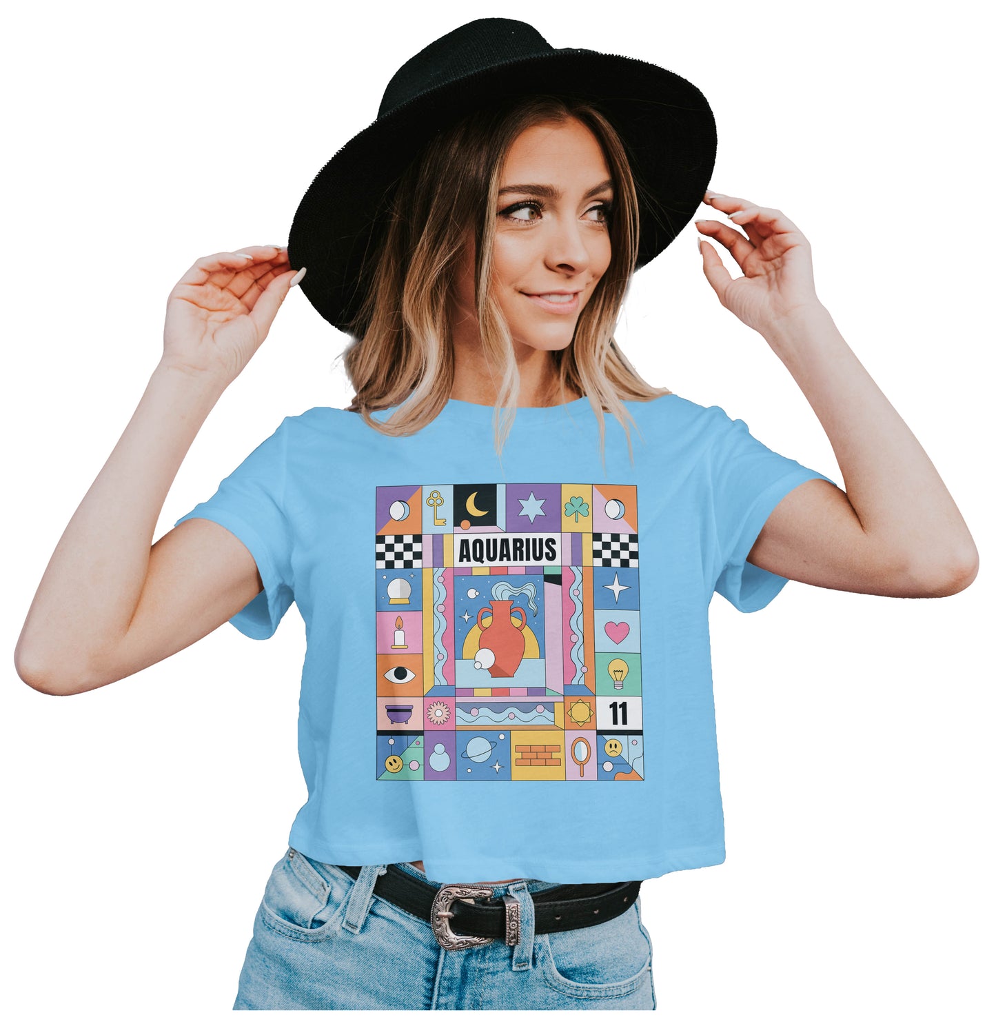 Aquarius Colorful Zodiac Sign Horoscope Crop Top