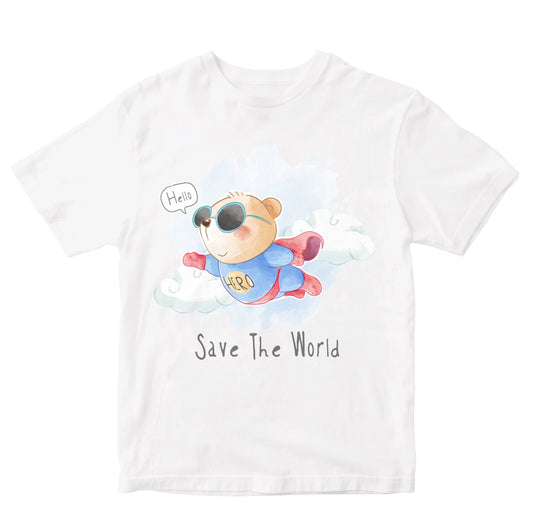 Cute Bear Flying In Superhero Costume Kids