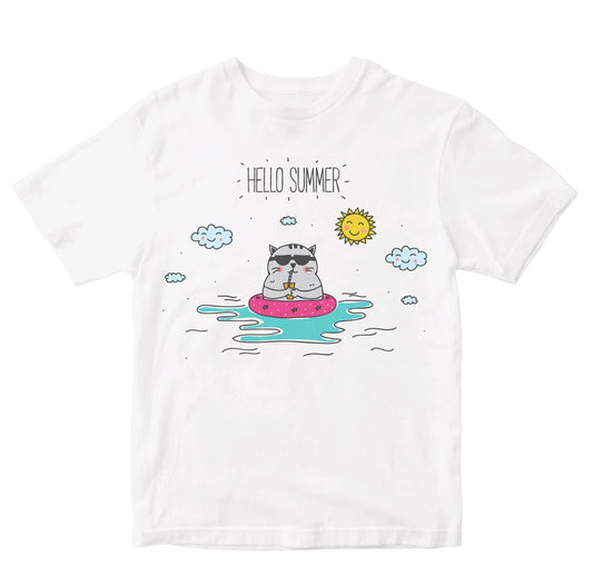 Hello Summer - Cat Chilling In Pool Toddler