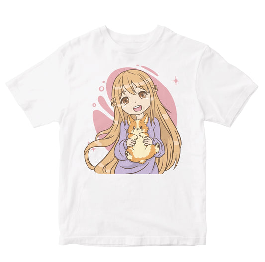 Anime Girl With Corgi Dog Kids
