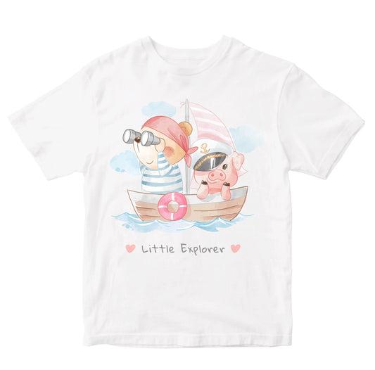 Animal Friends On Wooden Boat Illustration Toddler T-Shirts
