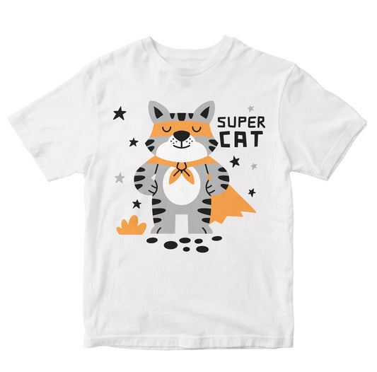 Cute Cat Superhero Illustration Kids