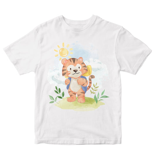 Tiger With Backpack Camping lllustration Kids