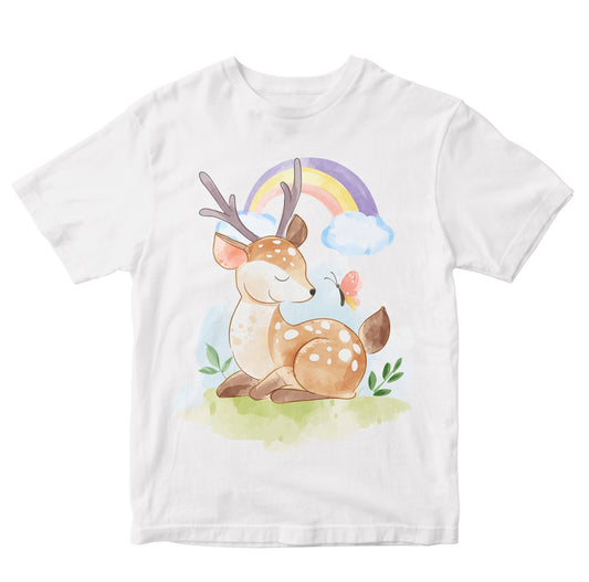 Deer Butterfly & Rainbow Toddler T-Shirt
