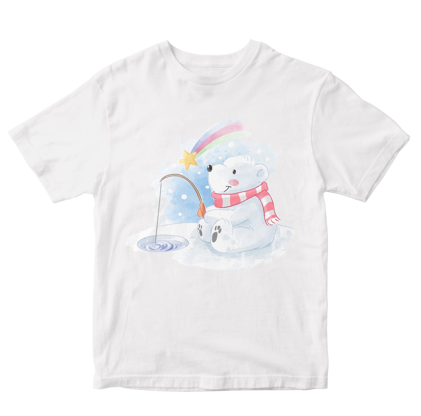 Cute Polar Bear Fishing Kids T-Shirt