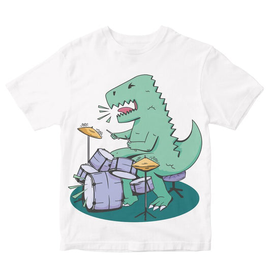 T-Rex Playing Drums - Dinosaur Drummer Toddler