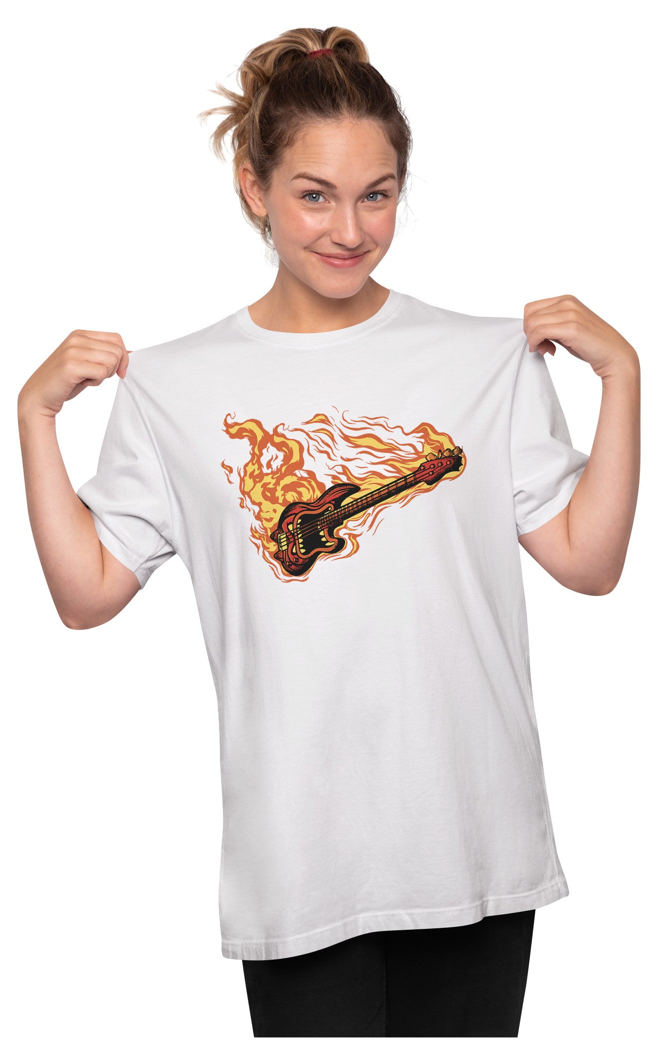 Fire Bass Guitar Oversized Unisex T-shirt