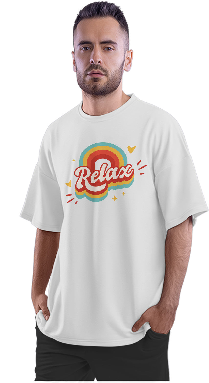 Relax - Retro Rainbow Oversized Unisex T-shirt