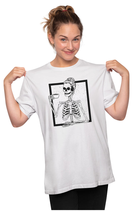 Woman Skeleton With Coffee Oversized Unisex T-shirt